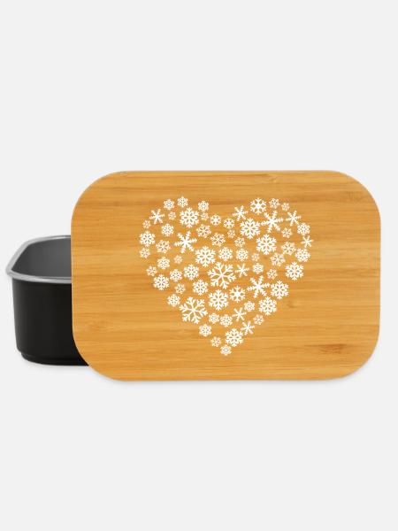Coeur de flocon de neige - j'aime la neige - Boîte à goûter - noir