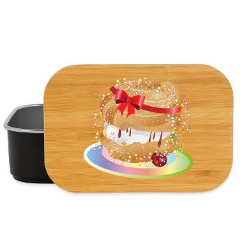 Un chou à la crème fourré avec un nœud cadeau - Boîte à goûter - noir - Devant