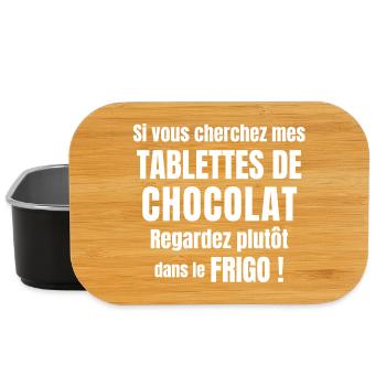 chocolat, j'aime le chocolat, tablette de chocolat - Boîte à goûter - noir - Devant