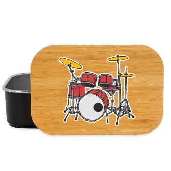 Vintage Drums Drawing - Lunch Box - black - Front