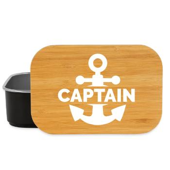 captain anchor icon logo sea sea ship logo - Lunch Box - black - Front