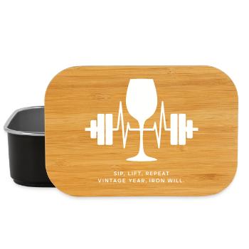 Enjoyment and strength: wine and weights - Lunch Box - black - Front