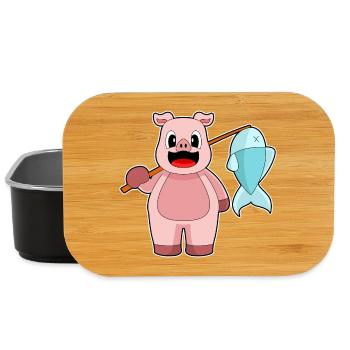 Schwein Angler Fisch Angeln - Lunch Box - Schwarz - Vorne