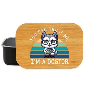 Drôle Kawaii Husky chien docteur - Boîte à goûter - noir - Devant