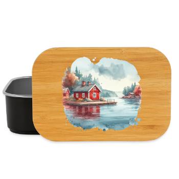 Suède maison Suède lac cadeau de vacances - Boîte à goûter - noir - Devant