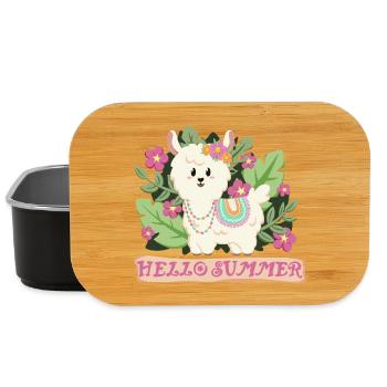 Hello summer llama alpaca in summer mood - Lunch Box - black - Front