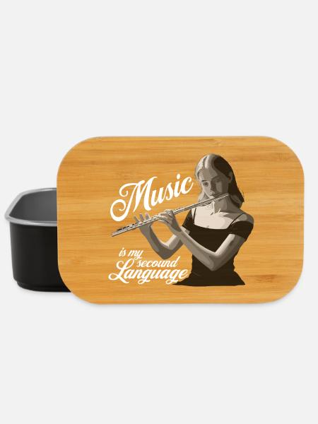 Querflöte - Music is my second language - Lunch Box - Schwarz