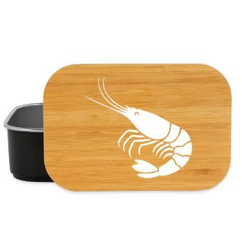 Elegant Black and White Shrimp Illustration - Lunch Box - black - Front