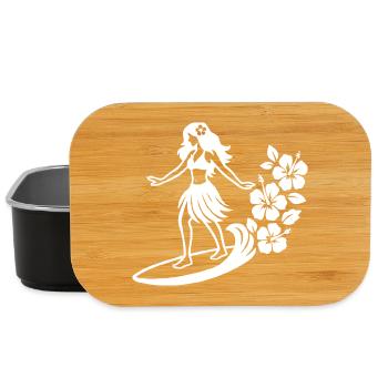 Fille hawaïenne avec motif d’hibiscus - Boîte à goûter - noir - Devant