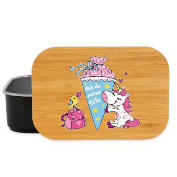 Einschulung Einhorn. Ach du meine Tüte! - Lunch Box - Schwarz - Vorne