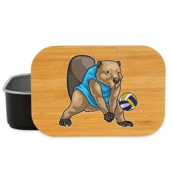Biber Volleyballspieler Volleyball - Lunch Box - Schwarz - Vorne