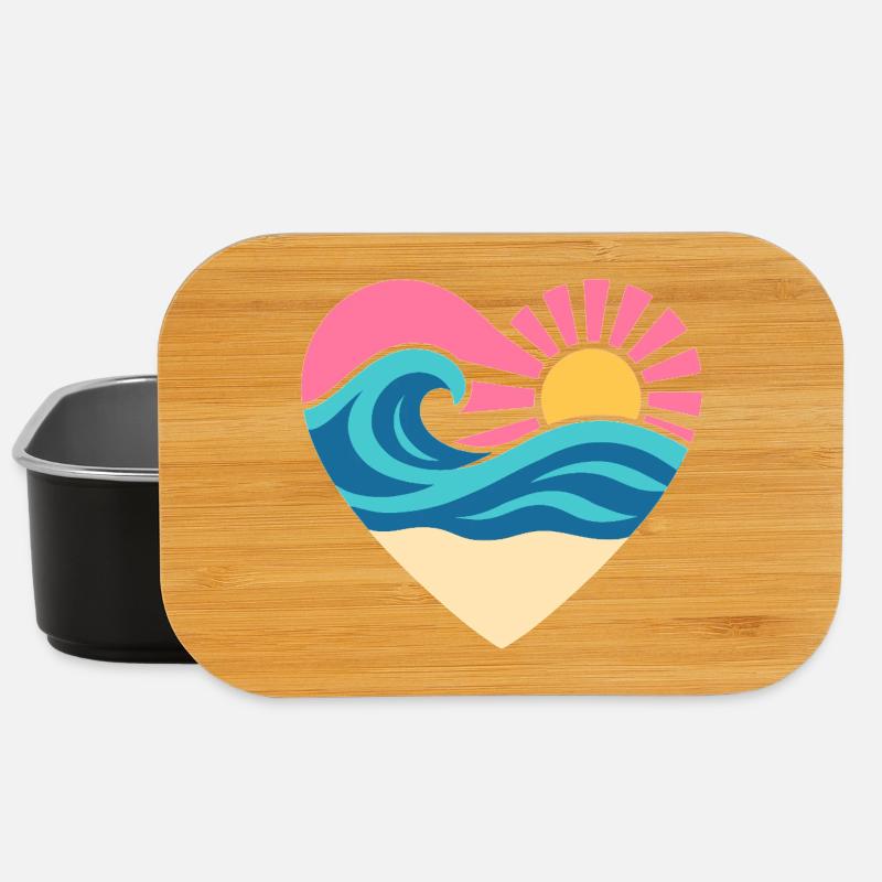Coeur d’été – Vague et coucher de soleil - Boîte à goûter - noir