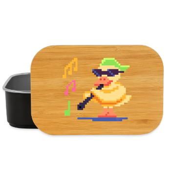 Pixel Art Duck playing Music  - Lunch Box - black - Front