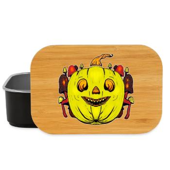 Grinning pumpkin with mushroom frame - Lunch Box - black - Front