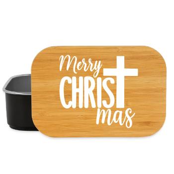 Joyeux Noël accentué par la croix de Jésus - Boîte à goûter - noir - Devant