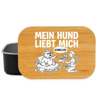 Hunde T-Shirt Herren - Mein Hund liebt mich Spruch - Lunch Box - Schwarz - Vorne