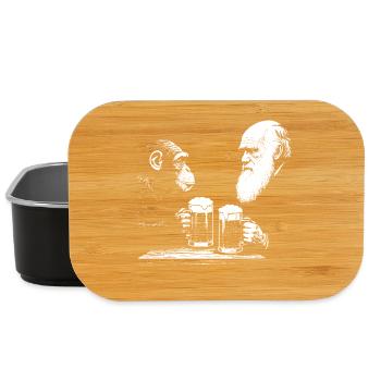 Chimp and Darwin drinking beer - Lunch Box - black - Front