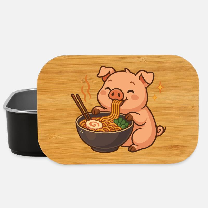 Schwein mit Nudeln Ramen kawaii Schwein - Lunch Box - Schwarz