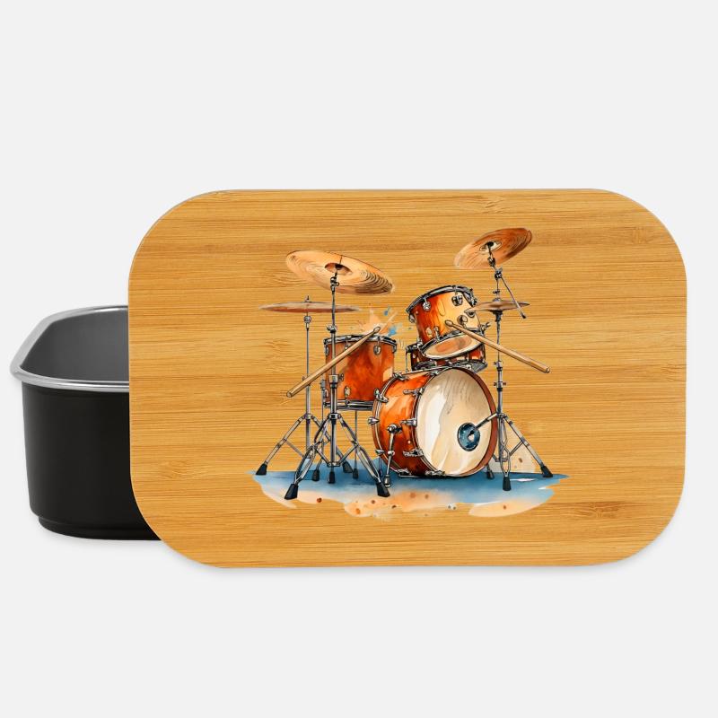 Schlagzeug Set in Wasserfarben Musik Instrumente - Lunch Box - Schwarz