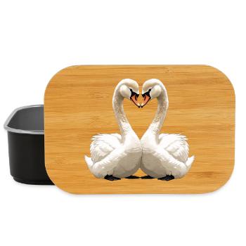 Swan Heart Silhouette - Lunch Box - black - Front