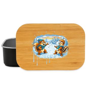 Lustige Schneeballschlacht mit Streifenhörnchen  - Lunch Box - Schwarz - Vorne