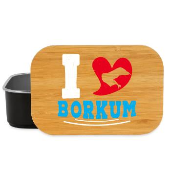 Borkumer Insel I LOVE BORKUM Lustiges - Lunch Box - Schwarz - Vorne