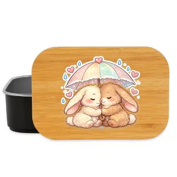 Cuddly rain rabbits under umbrella - Lunch Box - black - Front
