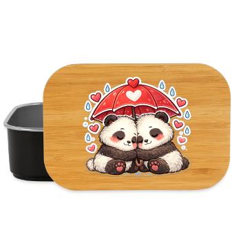 Panda couple under red umbrella - Lunch Box - black - Front