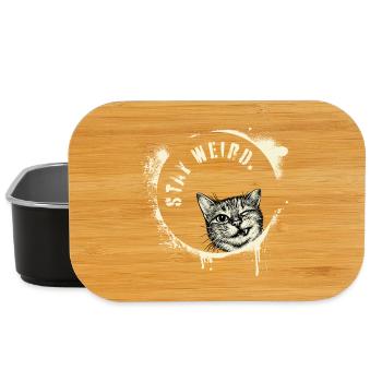 Stay Weird – Graffiti Katze Vintage Effekt - Lunch Box - Schwarz - Vorne