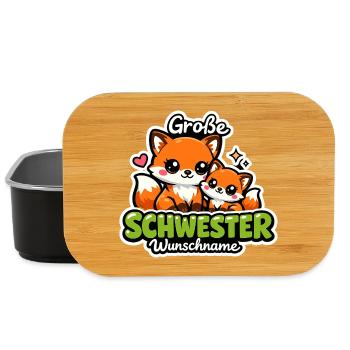 Große Schwester Geschenk Füchse 2026 - Lunch Box - Schwarz - Vorne