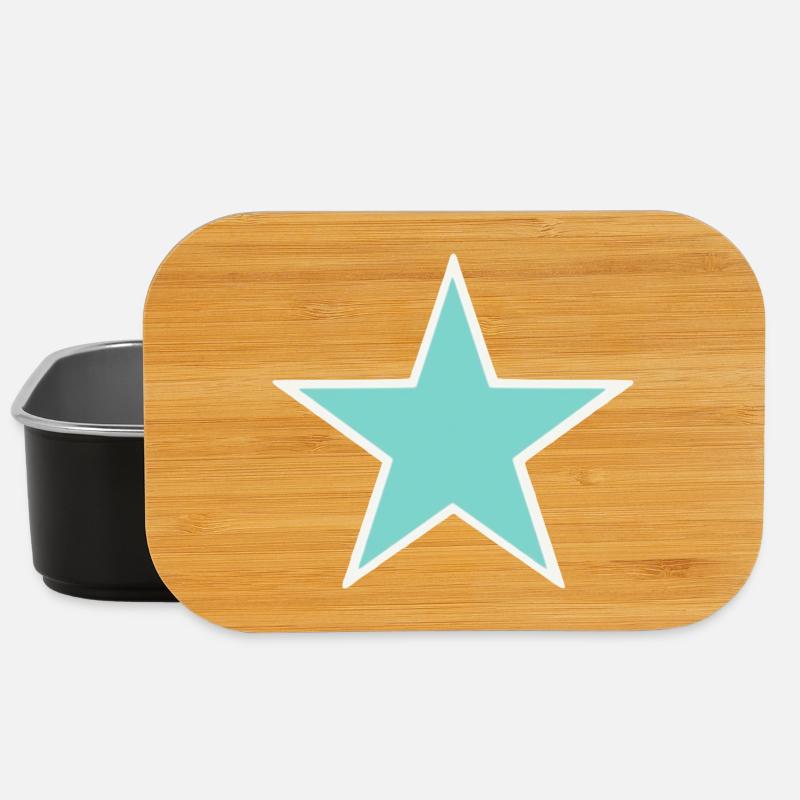 Turquoise star with white border - Lunch Box - black