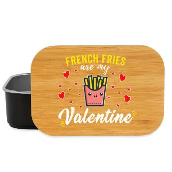 French Fries Are My Valentine Funny Kawaii - Lunch Box - black - Front