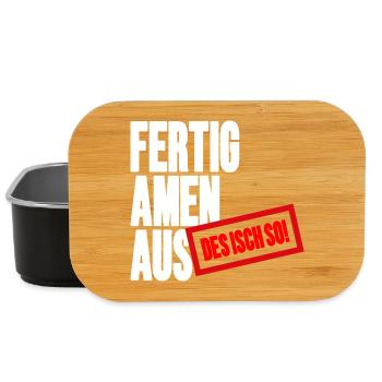 Großbuchstaben Stempelbanner - Fertig Amen Aus - Lunch Box - Schwarz - Vorne
