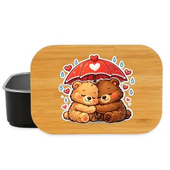Kuschelbären unter rotem Regenschirm - Lunch Box - Schwarz - Vorne