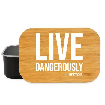 Live Dangerously Nietzsche Zitat-Tee - Lunch Box - Schwarz - Vorne