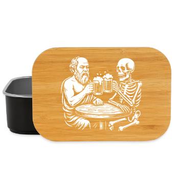 Sokrates trinkt Bier mit Skelett - Lunch Box - Schwarz - Vorne