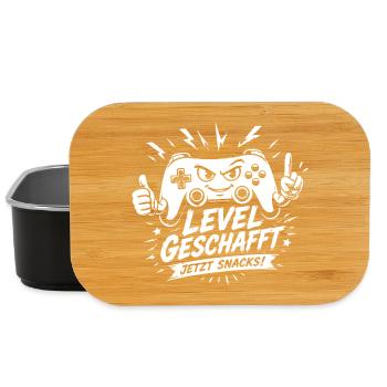 Level geschafft jetzt Snacks Zeit - Lunch Box - Schwarz - Vorne