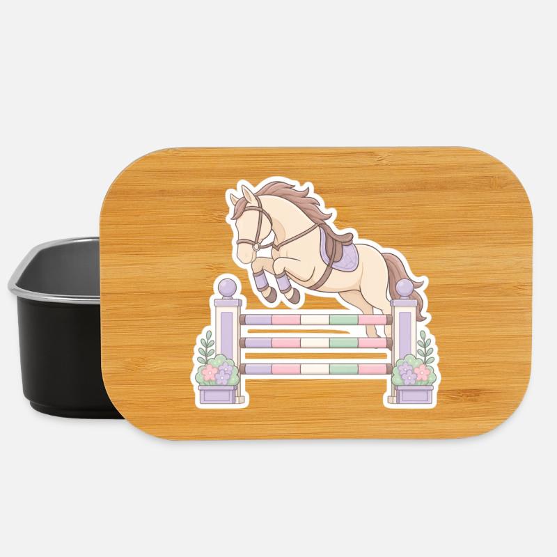 Pastel horse jumping obstacle - Lunch Box - black
