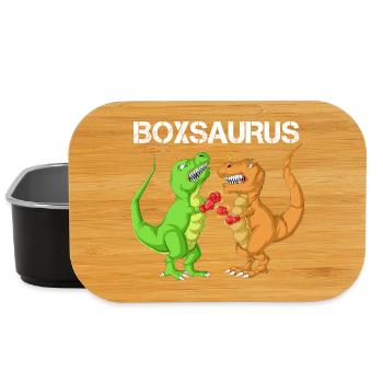 Boxen Saurus Dinosaurier Lustiger T-Rex Gym-Kämpfer - Lunch Box - Schwarz - Vorne