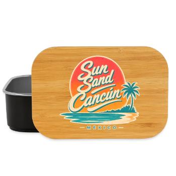 Cadeaux de vacances à la plage, Soleil Sand Cancun Mexique - Boîte à goûter - noir - Devant