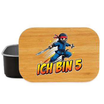 Kleiner Ninja Ich Bin 5 Fünfter Geburtstag - Lunch Box - Schwarz - Vorne