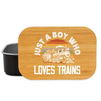 Only A Boy Who Love Trains Retro Vintage - Boîte à goûter - noir - Devant