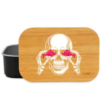 Skull with Pink Fish - Lunch Box - black - Front