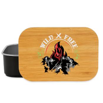 mountain flames symbol Logo wild and free - Lunch Box - black - Front