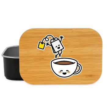 Tea bag tea cup tea drinker tea lover - Lunch Box - black - Front