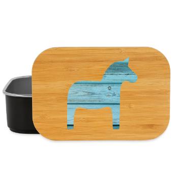 Dala Horse Wooden Scandinavian Christmas Xmas - Lunch Box - black - Front