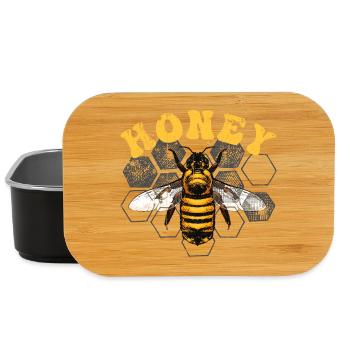 Honigbiene auf Hex-Gitter - Lunch Box - Schwarz - Vorne