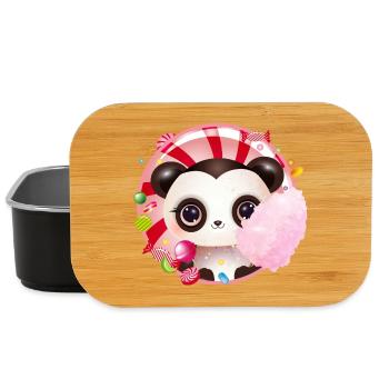 Cute panda bear with cotton candy & candy - Lunch Box - black - Front