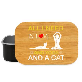 Love Yoga et un chat - Boîte à goûter - noir - Devant