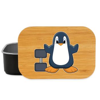 Pinguin Bodybuilder Hantel Bodybuilding - Lunch Box - Schwarz - Vorne